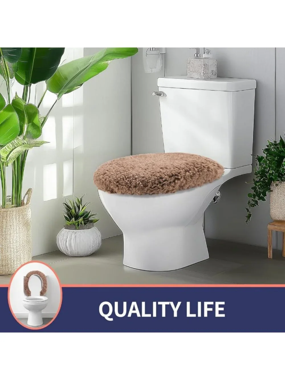 Machine Washable Microfiber Toilet Seat Cover - Adjustable Fit for Elongated